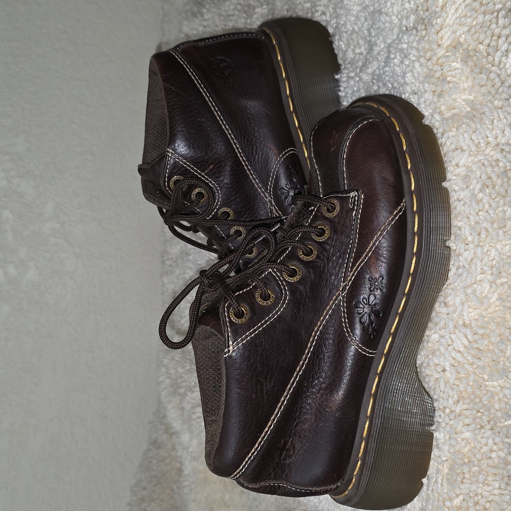 Dr. Martens Vintage Daisy Floral Embossed Platform Ankle Boots